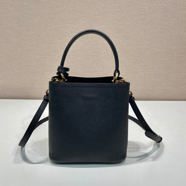 MINI BUCKET BAG 18 IN BLACK SAFFIANO LEATHER