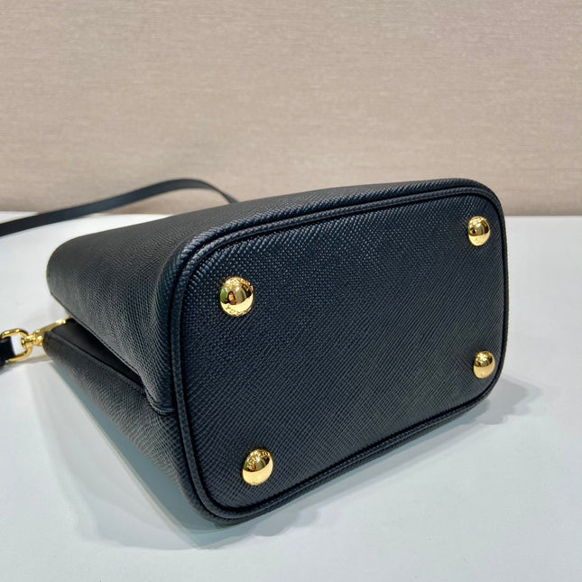 MINI BUCKET BAG 18 IN BLACK SAFFIANO LEATHER