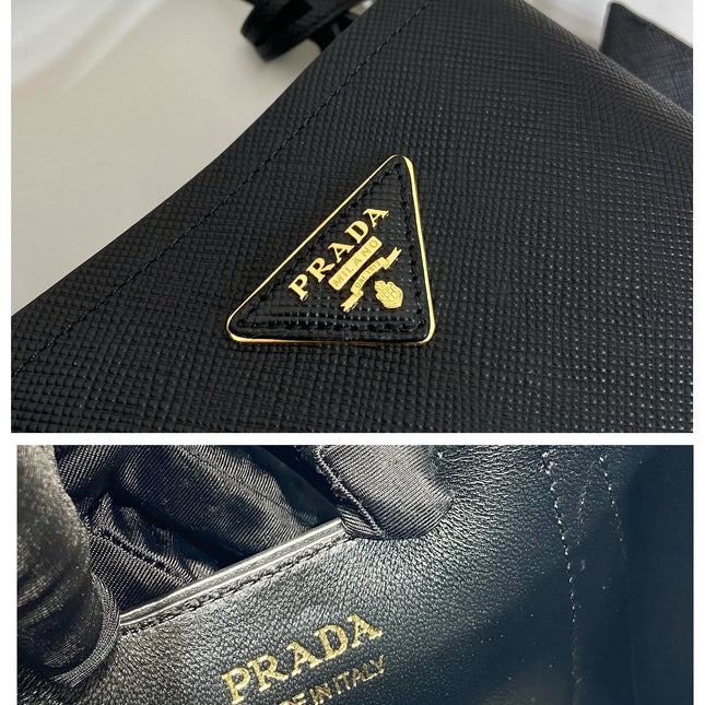 MINI BUCKET BAG 18 IN BLACK SAFFIANO LEATHER