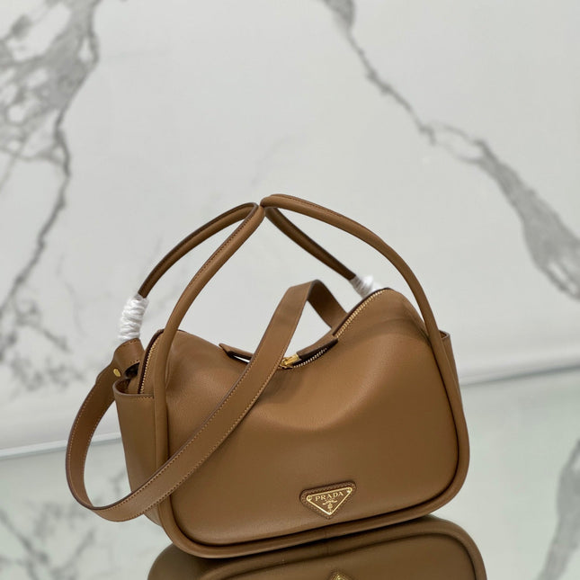 DARLING HANDBAG 25 IN RUSSET BROWN SOFT GRAIN LAMBSKIN