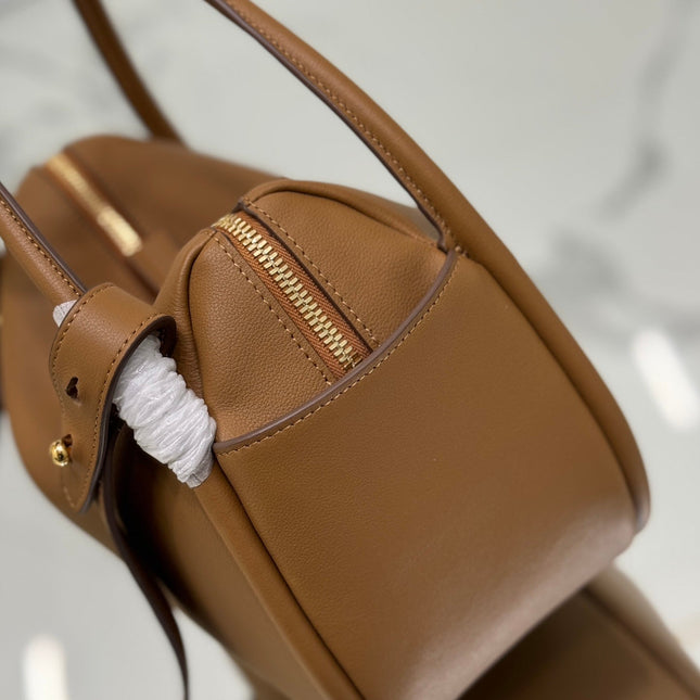 DARLING HANDBAG 25 IN RUSSET BROWN SOFT GRAIN LAMBSKIN