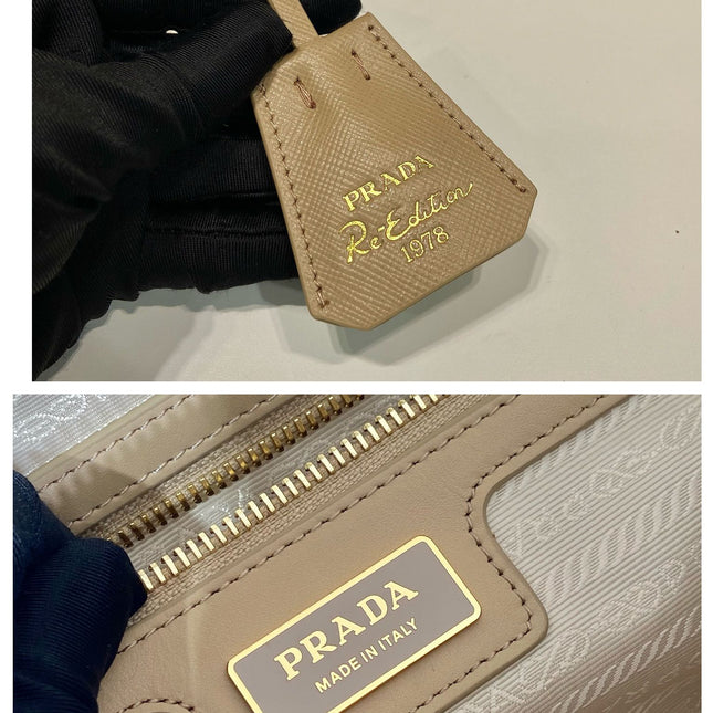 SMALL TOP HANDLE BAG 25 IN DRIED MOSS NYLON AND CALFSKIN TRIM