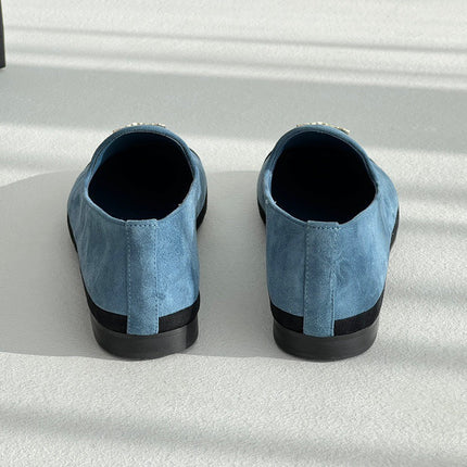 LOAFERS IN CERULEAN BLUE MIX BLACK SUEDE