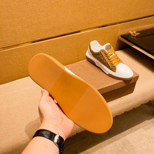CD LOW TOP SNEAKER BRONZE AND WHITE CALFSKIN