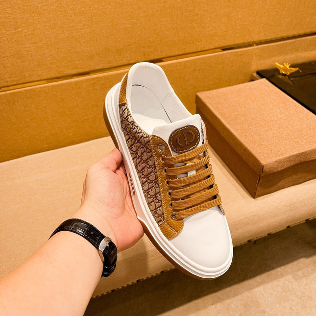 CD LOW TOP SNEAKER BRONZE AND WHITE CALFSKIN