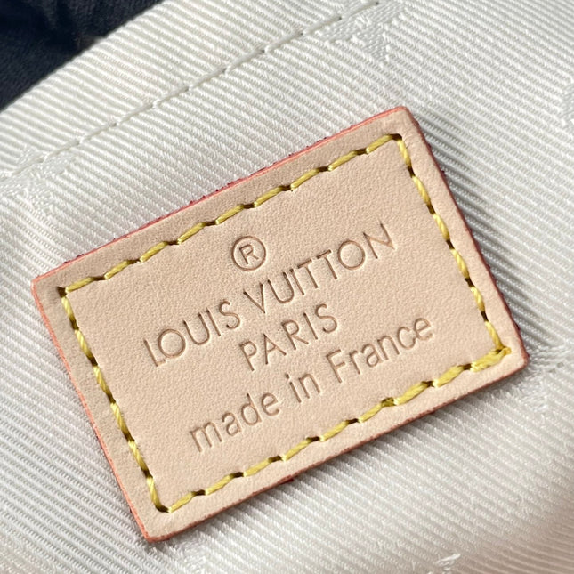 SPEEDY BANDOULIÈRE 20 IN WHITE MONOGRAM JACQUARD FABRIC AND BEIGE CALFSKIN TRIM