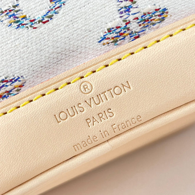 NANO NOÉ 16 IN WHITE MONOGRAM JACQUARD FABRIC AND BEIGE CALFSKIN TRIM