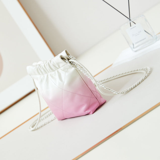 CC MINI 20 HOBO BAG IN WHITE MIX LIGHT PINK CALFSKIN