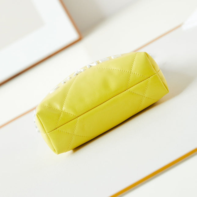 CC MINI 20 HOBO BAG IN WHITE MIX LIGHT YELLOW CALFSKIN