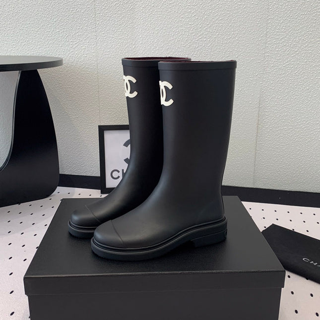cc rainboot chanel black coler