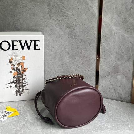 LOE 32 FLAMENCO PURSE BUCKET IN DARK BURGUNDY MELLOW NAPPA LAMBSKIN