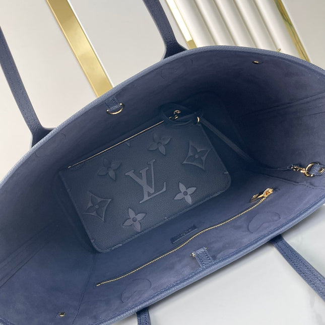 NEVERFULL MM 31 IN DARK NAVY MONOGRAM EMPREINTE LEATHER