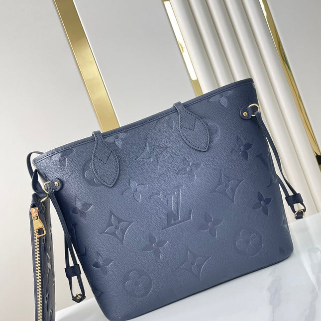 NEVERFULL MM 31 IN DARK NAVY MONOGRAM EMPREINTE LEATHER