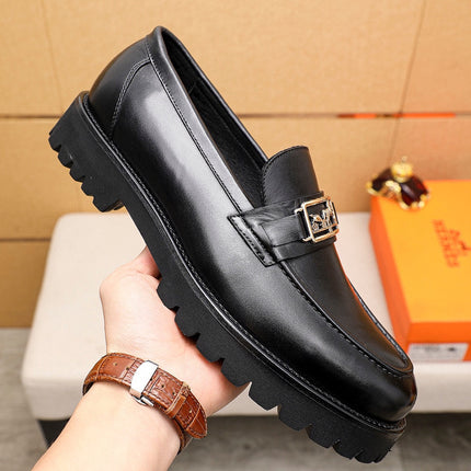 HM GOLD BUCKLE FAUBOURG LOAFER BLACK CALFSKIN