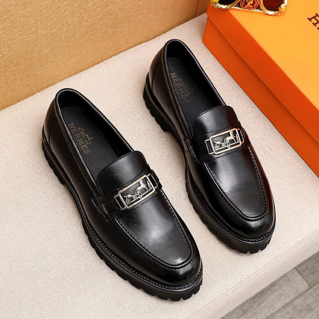 HM GOLD BUCKLE FAUBOURG LOAFER BLACK CALFSKIN