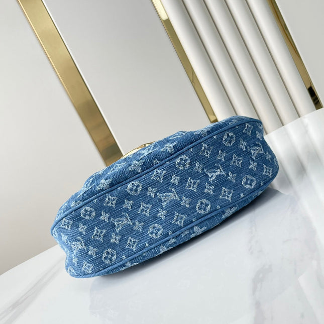 SUNSET 27 IN BLUE MONOGRAM DENIM GOLD BUCKLE