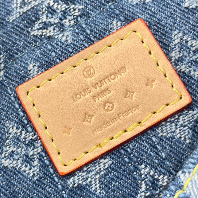 SUNSET 27 IN BLUE MONOGRAM DENIM GOLD BUCKLE