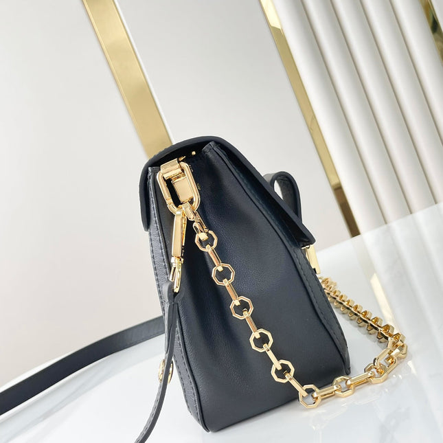 DAUPHINE SOFT MM 24 IN BLACK SMOOTH LAMBSKIN GOLD HARDWARE