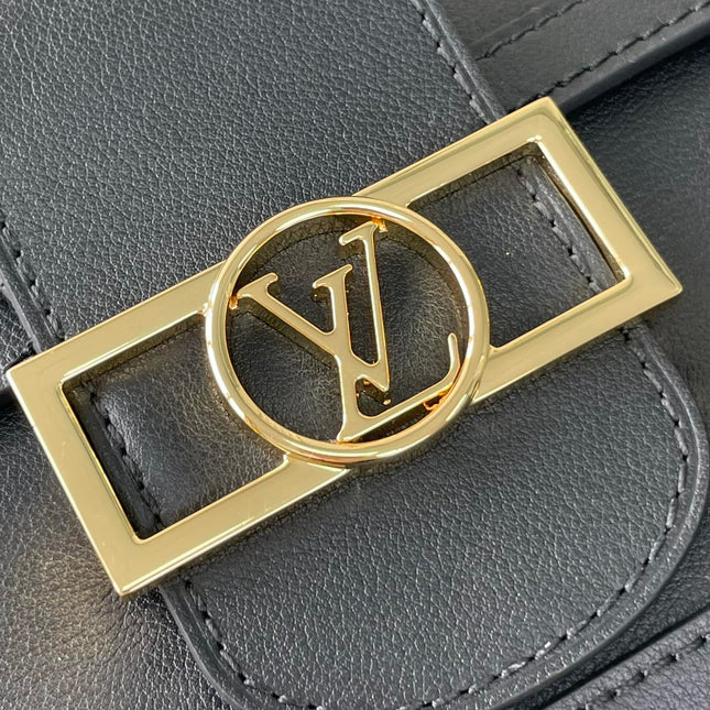 DAUPHINE SOFT MM 24 IN BLACK SMOOTH LAMBSKIN GOLD HARDWARE