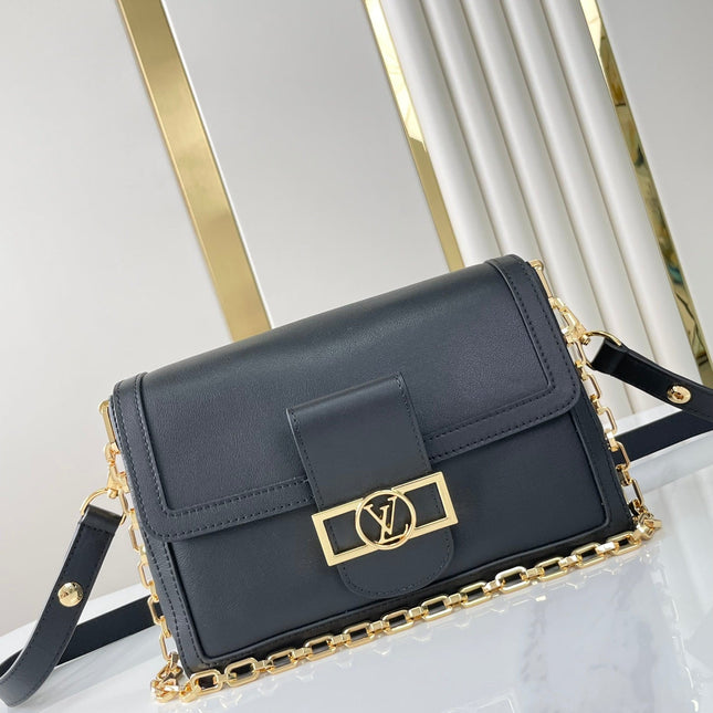 DAUPHINE SOFT MM 24 IN BLACK SMOOTH LAMBSKIN GOLD HARDWARE