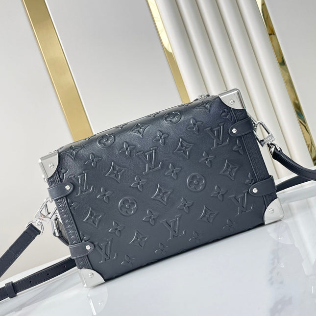 SIDE TRUNK 21 IN BLACK MONOGRAM EMBOSSED CALFSKIN SILVER HARDWARE