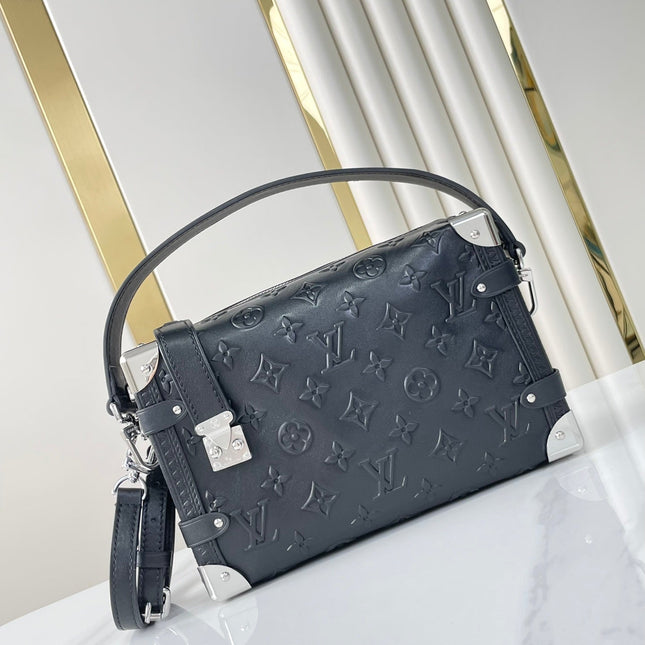 SIDE TRUNK 21 IN BLACK MONOGRAM EMBOSSED CALFSKIN SILVER HARDWARE