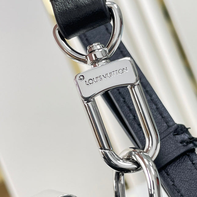 SIDE TRUNK 21 IN BLACK MONOGRAM EMBOSSED CALFSKIN SILVER HARDWARE