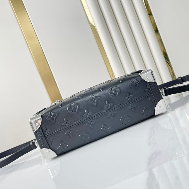 SIDE TRUNK 21 IN BLACK MONOGRAM EMBOSSED CALFSKIN SILVER HARDWARE