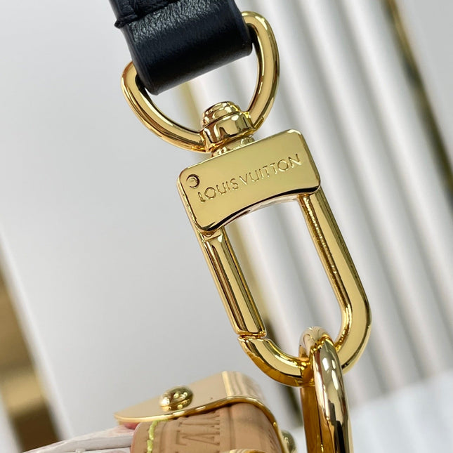 SIDE TRUNK 21 IN WHITE BROWN MONOGRAM CANVAS GOLD HARDWARE