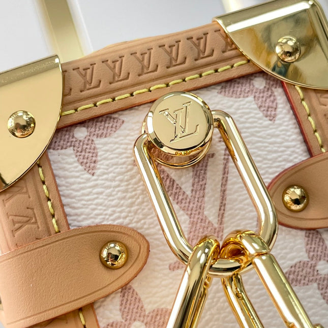 SIDE TRUNK 21 IN WHITE BROWN MONOGRAM CANVAS GOLD HARDWARE