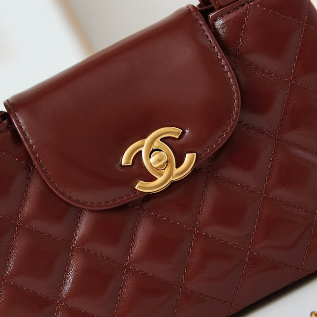 CC KELLY MINI 19 SHOPPING BAG IN WINE RED CALFSKIN