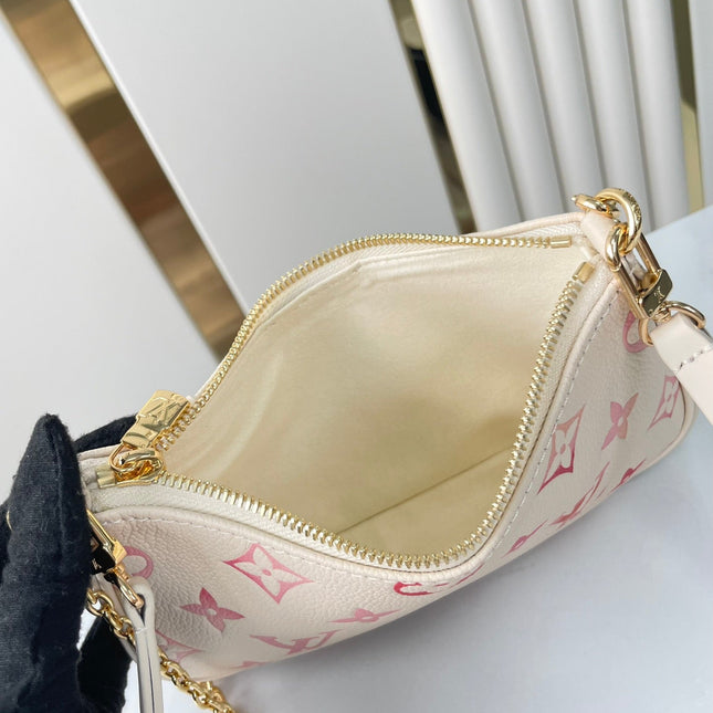 EASY POUCH ON STRAP 19 IN SUNRISE AQUARELLE MONOGRAM EMPREINTE LEATHER GOLD CHAIN