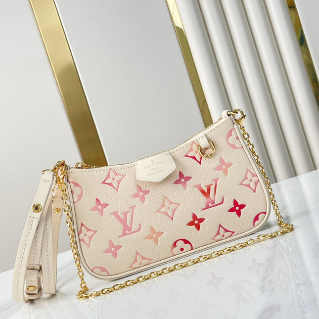 EASY POUCH ON STRAP 19 IN SUNRISE AQUARELLE MONOGRAM EMPREINTE LEATHER GOLD CHAIN