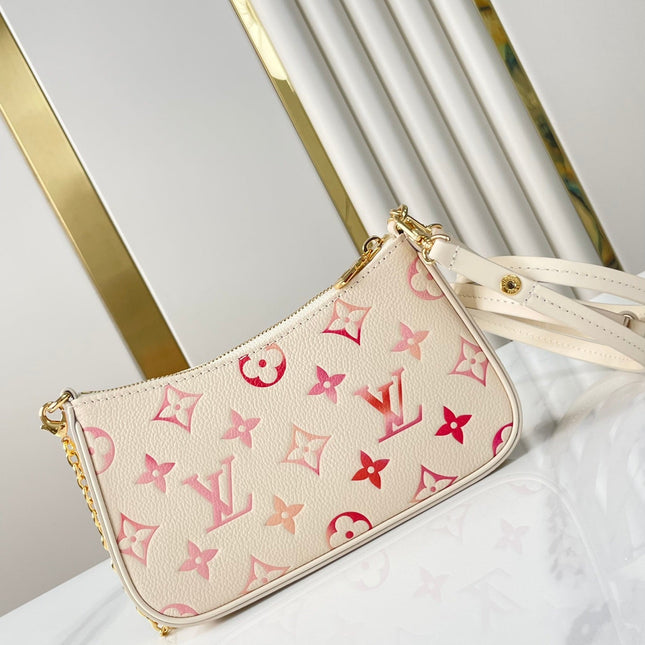 EASY POUCH ON STRAP 19 IN SUNRISE AQUARELLE MONOGRAM EMPREINTE LEATHER GOLD CHAIN