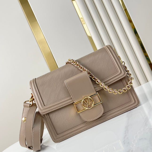 DAUPHINE MM 25 IN MEDIUM BROWN EPI GRAINED CALFSKIN GOLD HARDWARE