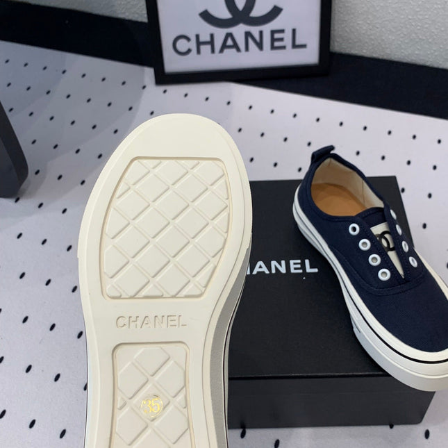 LACELESS SNEAKERS PLATFORM IN DENIM BLUE CANVAS