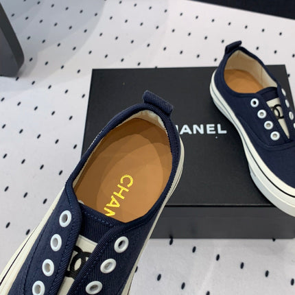 LACELESS SNEAKERS PLATFORM IN DENIM BLUE CANVAS