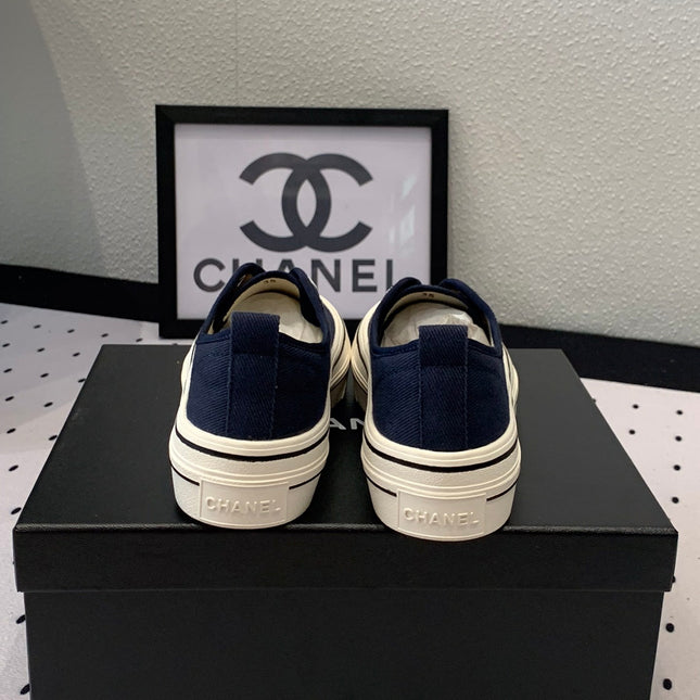 LACELESS SNEAKERS PLATFORM IN DENIM BLUE CANVAS