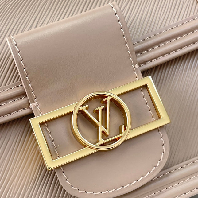 DAUPHINE MINI 20 IN MEDIUM BROWN EPI GRAINED CALFSKIN GOLD HARDWARE