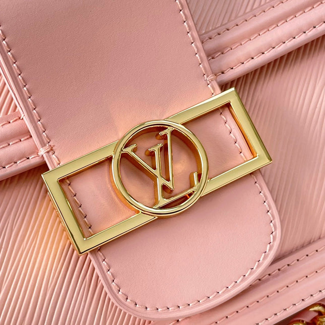 DAUPHINE MM 25 IN LIGHT PINK EPI GRAINED CALFSKIN GOLD HARDWARE