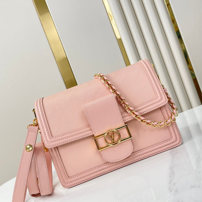 DAUPHINE MM 25 IN LIGHT PINK EPI GRAINED CALFSKIN GOLD HARDWARE