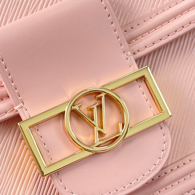 DAUPHINE MINI 20 IN LIGHT PINK EPI GRAINED CALFSKIN GOLD HARDWARE