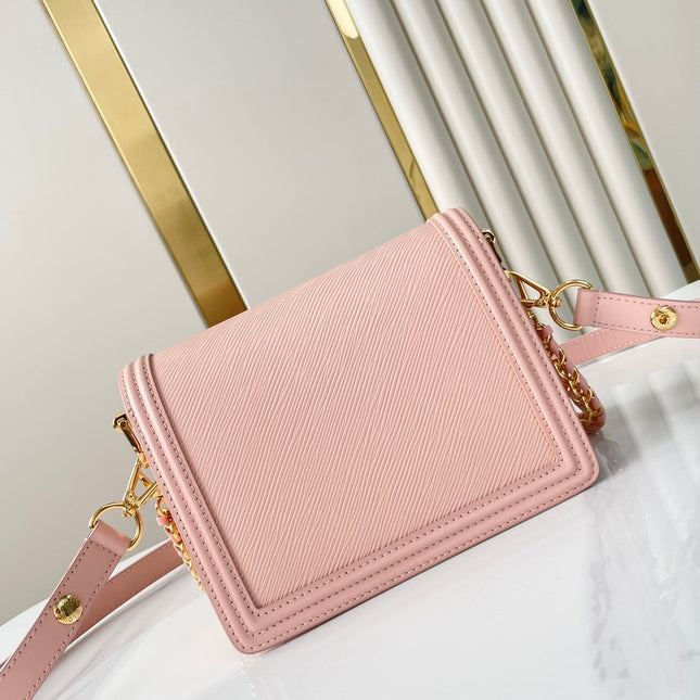 DAUPHINE MINI 20 IN LIGHT PINK EPI GRAINED CALFSKIN GOLD HARDWARE