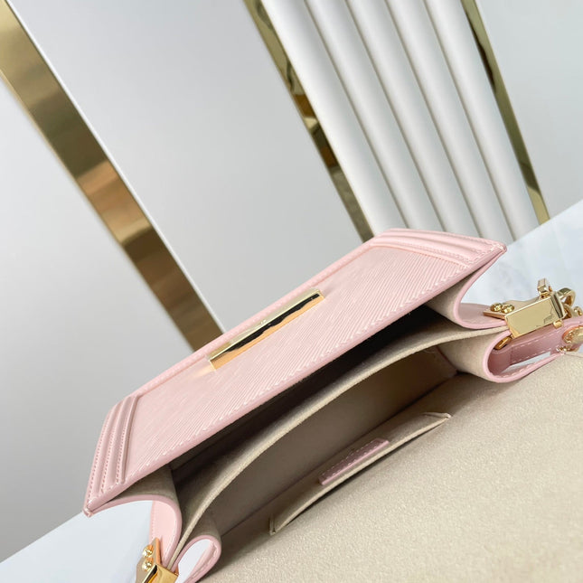 DAUPHINE MINI 20 IN LIGHT PINK EPI GRAINED CALFSKIN GOLD HARDWARE