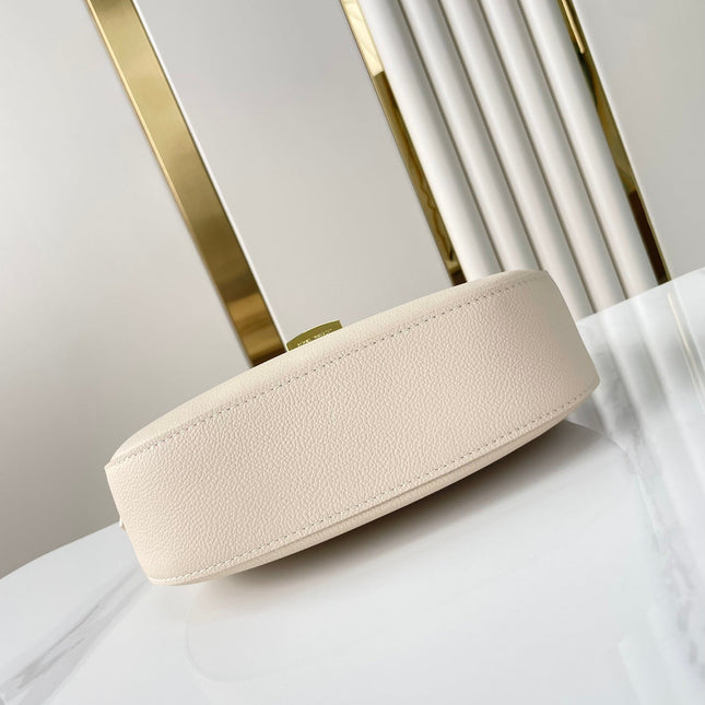 LOW KEY SHOULDER BAG 26 IN QUARTZ GRAINED CALFSKIN GOLD BUCKLE