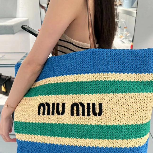 SHOPPING BAG 38 IN COLORFUL RAFFIA WOVEN - HAND