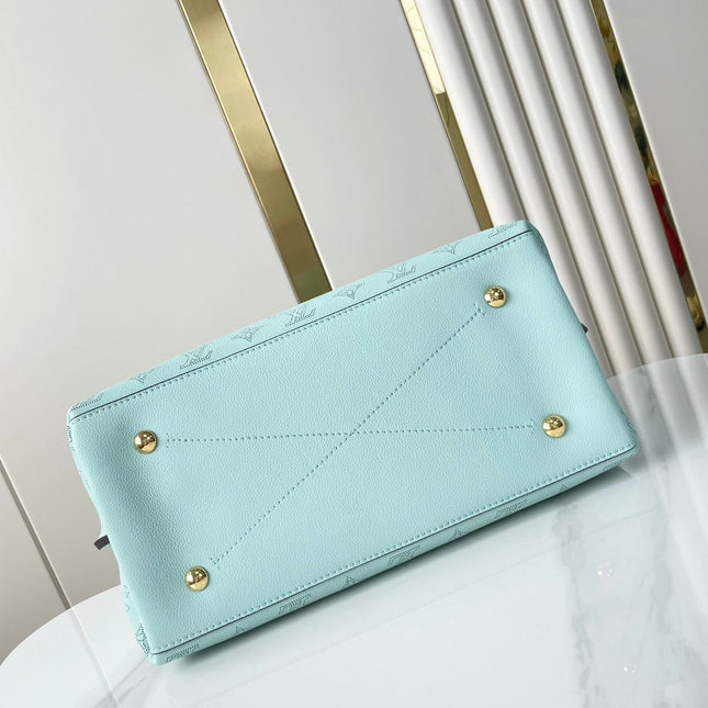 CARMEL 40 IN SKY BLUE MONOGRAM PERFORATED CALFSKIN