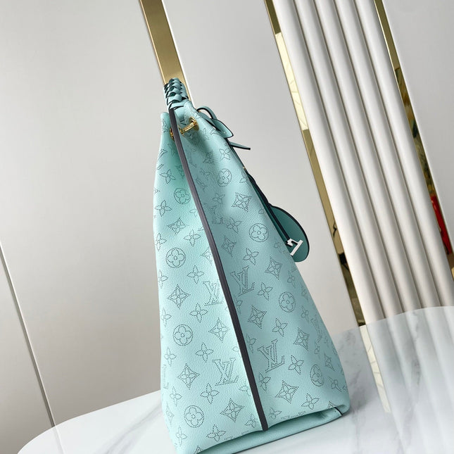 CARMEL 40 IN SKY BLUE MONOGRAM PERFORATED CALFSKIN