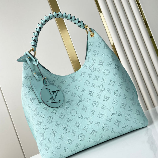CARMEL 40 IN SKY BLUE MONOGRAM PERFORATED CALFSKIN