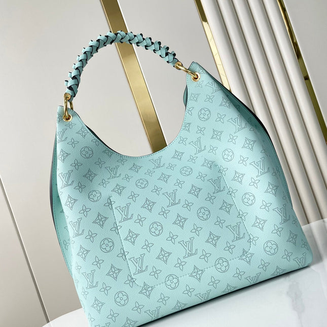 CARMEL 40 IN SKY BLUE MONOGRAM PERFORATED CALFSKIN